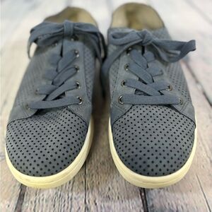 Eileen Fisher Denim Clifton Nubuck Coastal Casual Preppy Perforated Sneakers 8